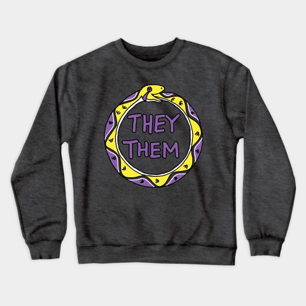 Nonbinary Pride They Them Pronouns Ouroboros Snake Crewneck Sweatshirt by FatCatSwagger